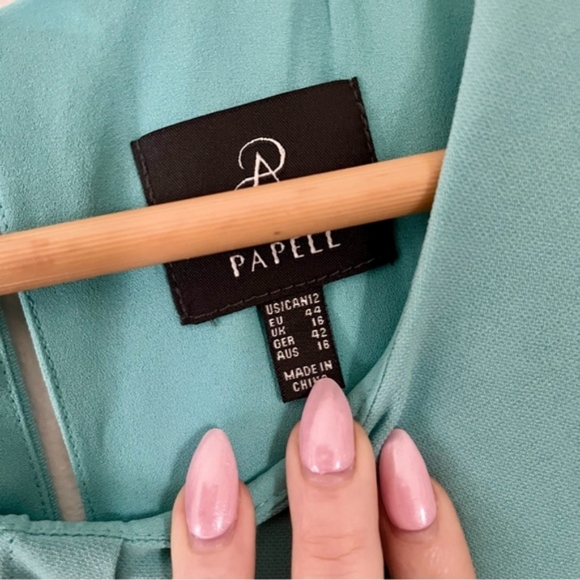 NWT Adrianna Papell Aruba Blue Gauzy Crepe Draped Front Dress - Picture 10 of 12